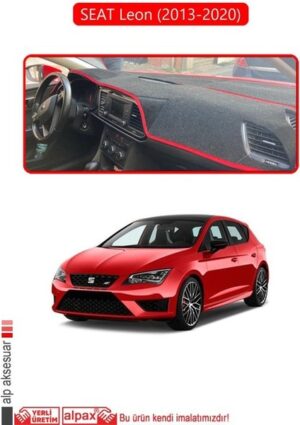Seat Leon 2013-2020 Modele Özel Torpido Koruma Örtüsü - Kırmızı Kenar