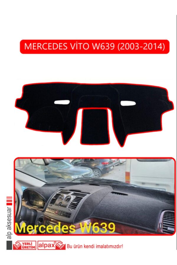 Mercedes Vito W639 2003-2014 Torpido Koruma Halısı - Kırmızı Kenar