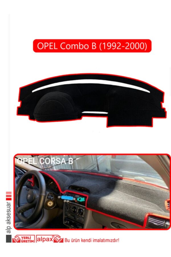 Opel Corsa B Combo B (1992-2000) Torpido Koruma Halısı - Kırmızı Kenar