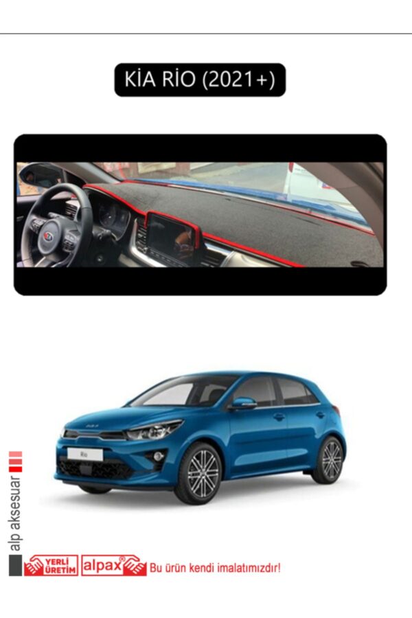 Kia Rio 2021+ Torpido Koruma Halısı - Siyah Kenar