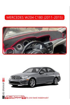 Mercedes W204 C180 2011-2015 Torpido Koruma Halısı - Kırmızı Kenar