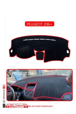 Peugeot 206+ Torpido Koruma Halısı - Kırmızı Kenar