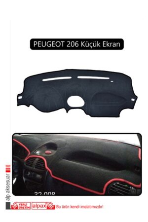 Peugeot 206 Küçük Ekran Torpido Koruma Halısı - Siyah Kenar