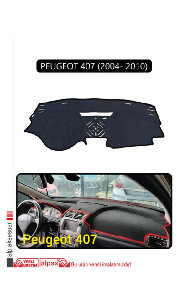 Peugeot 407 (2004- 2010) Torpido Koruma Halısı - Siyah Kenar
