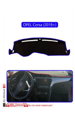 Opel Corsa (2019 + ) Torpido Koruma Halısı - Mavi Kenar