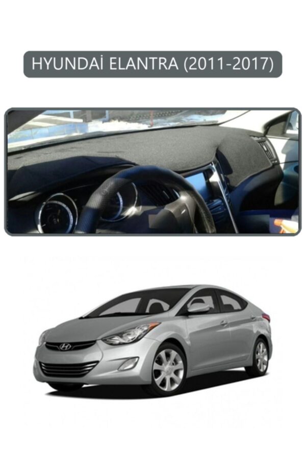 Hyundai Elantra 2011-2017 Torpido Koruma Halısı - Gri Kenar