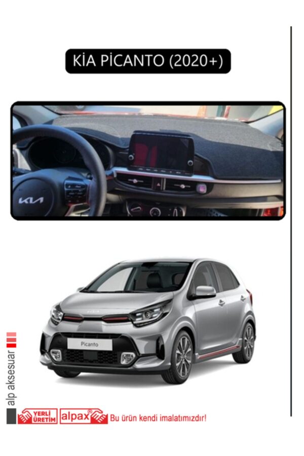 Kia Picanto 2020+ Torpido Koruma Halısı - Siyah Kenar