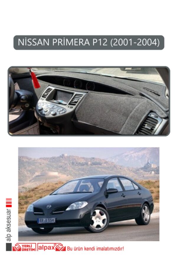 Nissan Primera P12 2001-2004 Torpido Koruma Halısı - Gri Kenar