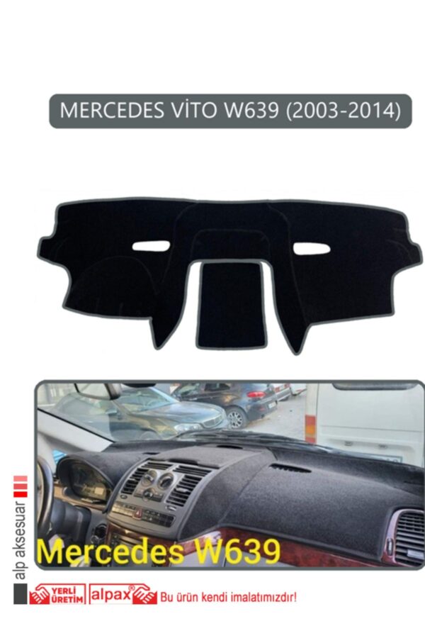 Mercedes Vito W639 2003-2014 Torpido Koruma Halısı - Gri Kenar