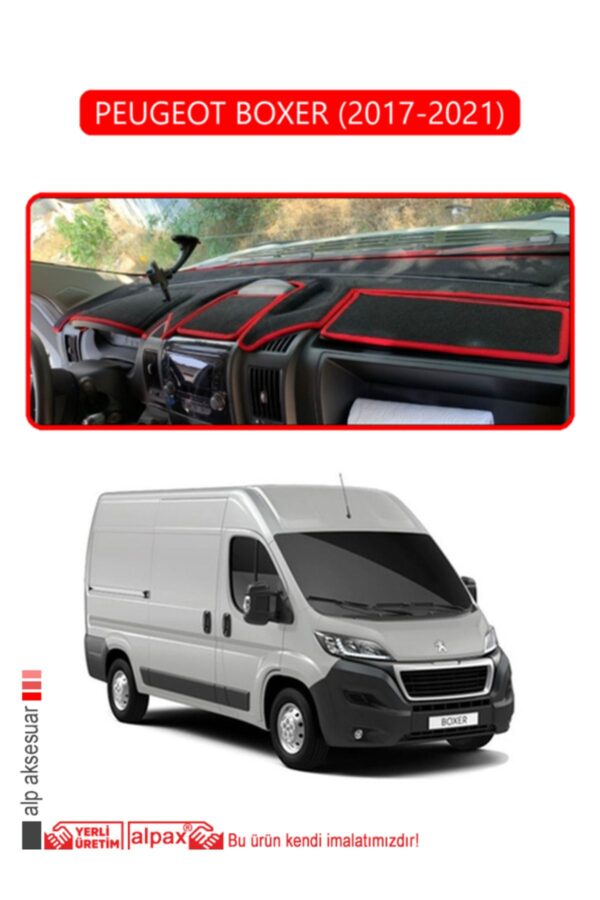 Peugeot Boxer 2017 - 2021 Torpido Koruma Halısı - Kırmızı Kenar
