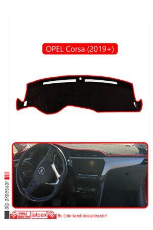 Opel Corsa (2019 + ) Torpido Koruma Halısı - Kırmızı Kenar