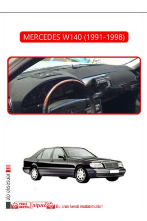 Mercedes W140 1991-1998 Torpido Koruma Halısı - Kırmızı Kenar