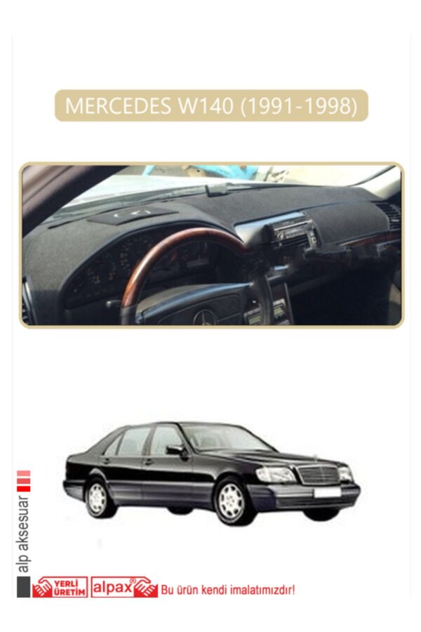 Mercedes W140 1991-1998 Torpido Koruma Halısı - Bej Kenar