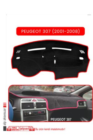 Peugeot 307 (2001-2008) Torpido Koruma Halısı - Kırmızı Kenar