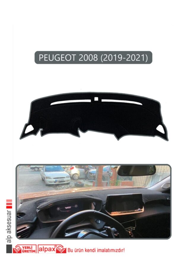 Peugeot 2008 (2019-2021) Torpido Koruma Halısı - Gri Kenar