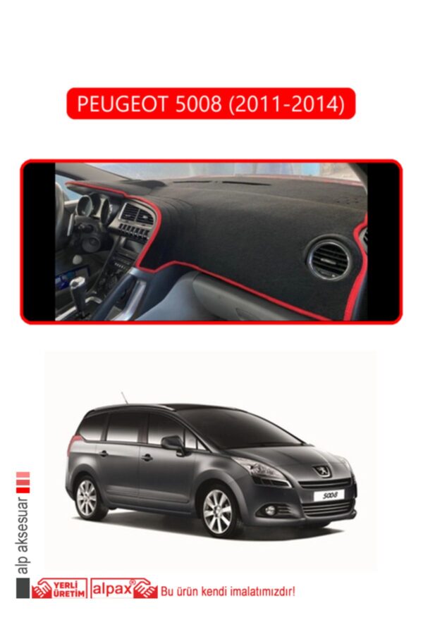 Peugeot 5008 (2011-2014) Torpido Koruma Halısı - Kırmızı Kenar