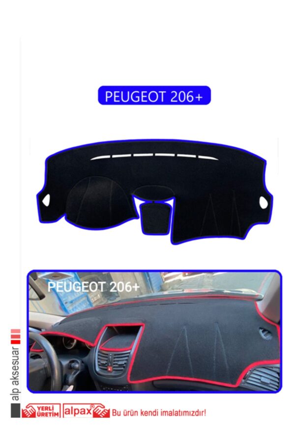 Peugeot 206+ Torpido Koruma Halısı - Mavi Kenar