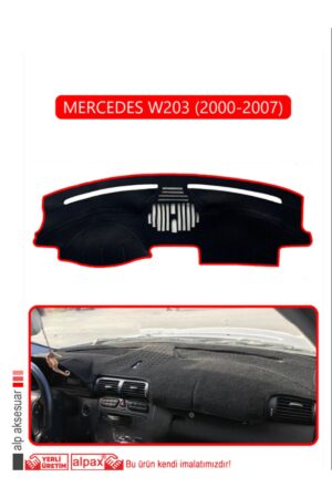 Mercedes W203 2000-2007 Torpido Koruma Halısı - Kırmızı Kenar