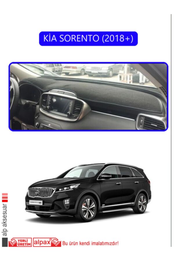Kia Sorento 2018+ Torpido Koruma Halısı - Mavi Kenar
