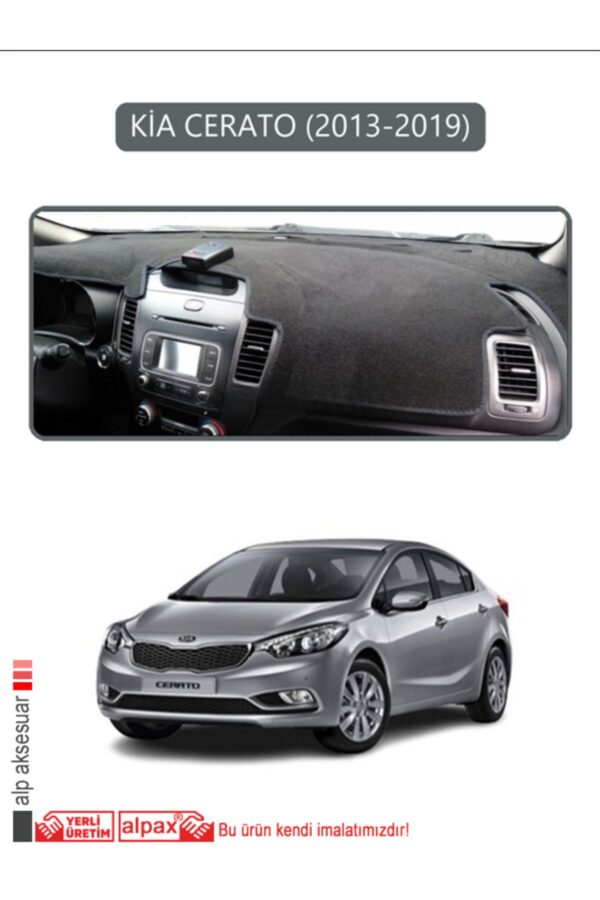 Kia Cerato 2013-2019 Torpido Koruma Halısı - Gri Kenar