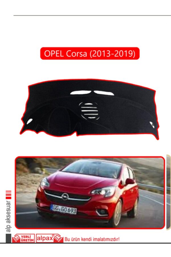 Opel Corsa (2013-2019) Torpido Koruma Halısı - Kırmızı Kenar