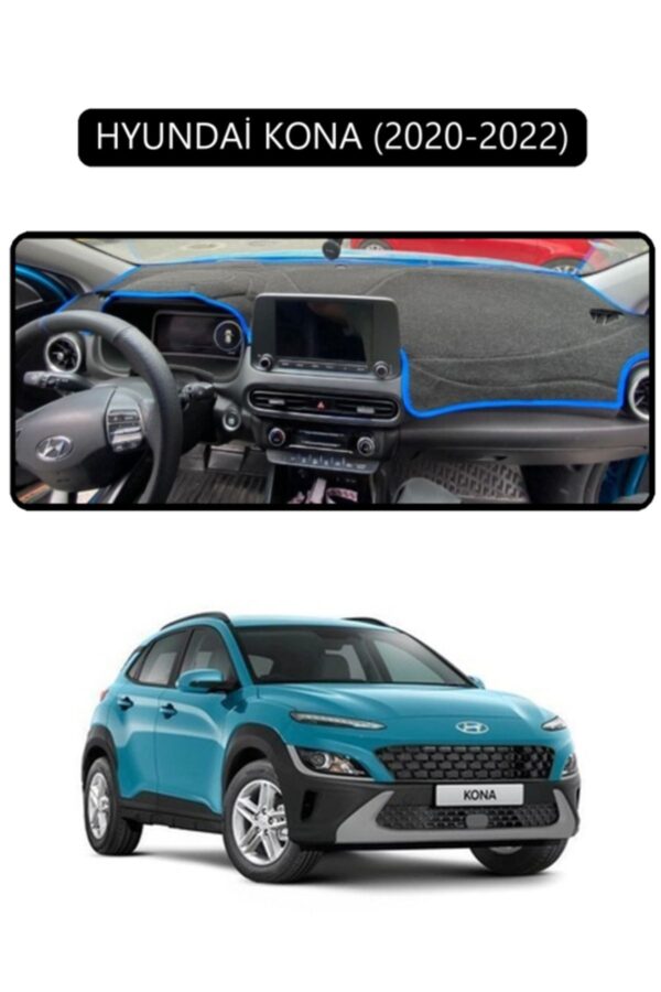 Hyundai Kona 2020-2022 Torpido Koruma Halısı - Siyah Kenar