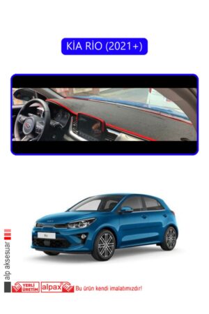 Kia Rio 2021+ Torpido Koruma Halısı - Mavi Kenar