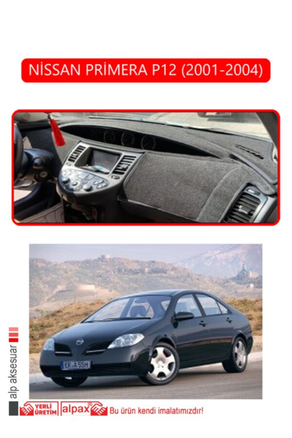 Nissan Primera P12 2001-2004 Torpido Koruma Halısı - Kırmızı Kenar