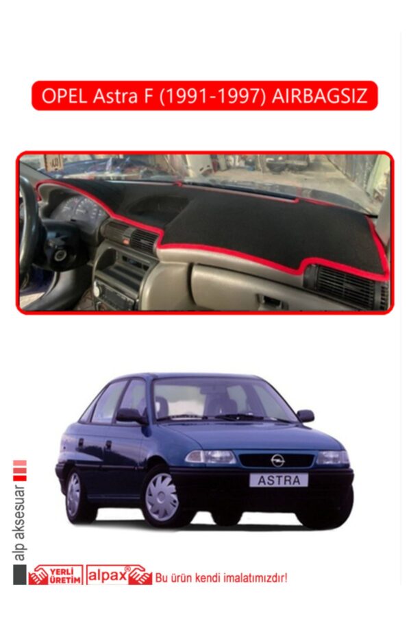 Opel Astra F 1991-1997 Airbagsiz Torpido Koruma Halısı - Kırmızı Kenar