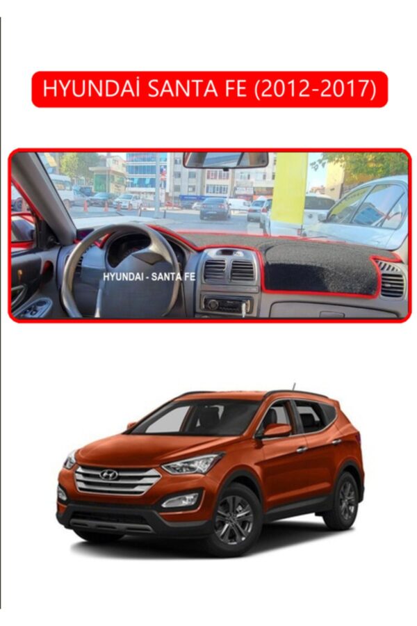 Hyundai Santa Fe 2012-2017 Torpido Koruma Halısı - Kırmızı Kenar
