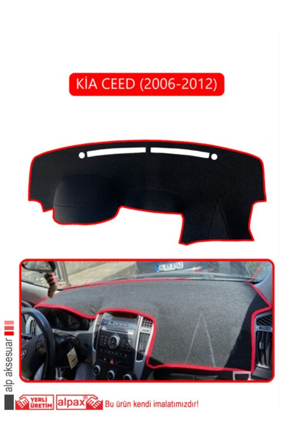 Kia Ceed 2006-2012 Torpido Koruma Halısı - Kırmızı Kenar