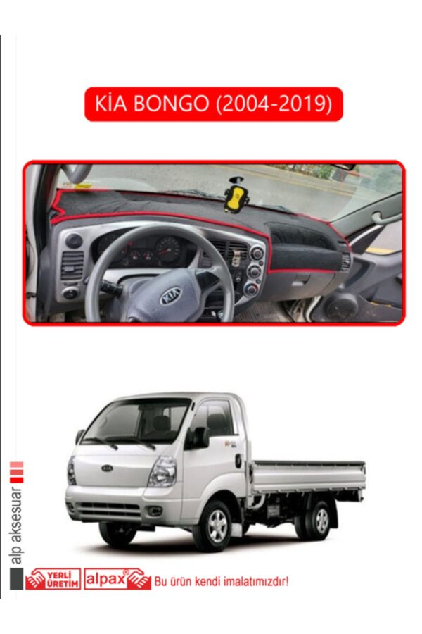 Kia Bongo 2004-2019 Torpido Koruma Halısı - Kırmızı Kenar