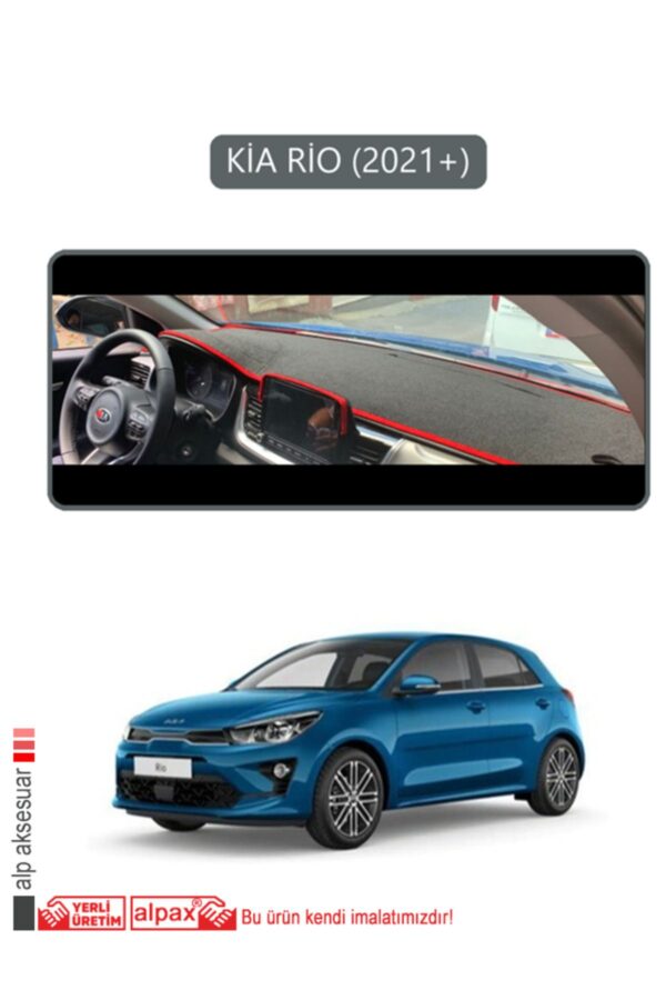 Kia Rio 2021+ Torpido Koruma Halısı - Gri Kenar