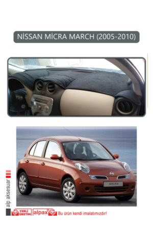 Nissan Micra March 2005-2010 Torpido Koruma Halısı - Gri Kenar