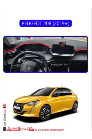 Peugeot 208 (2019+) Torpido Koruma Halısı - Mavi Kenar