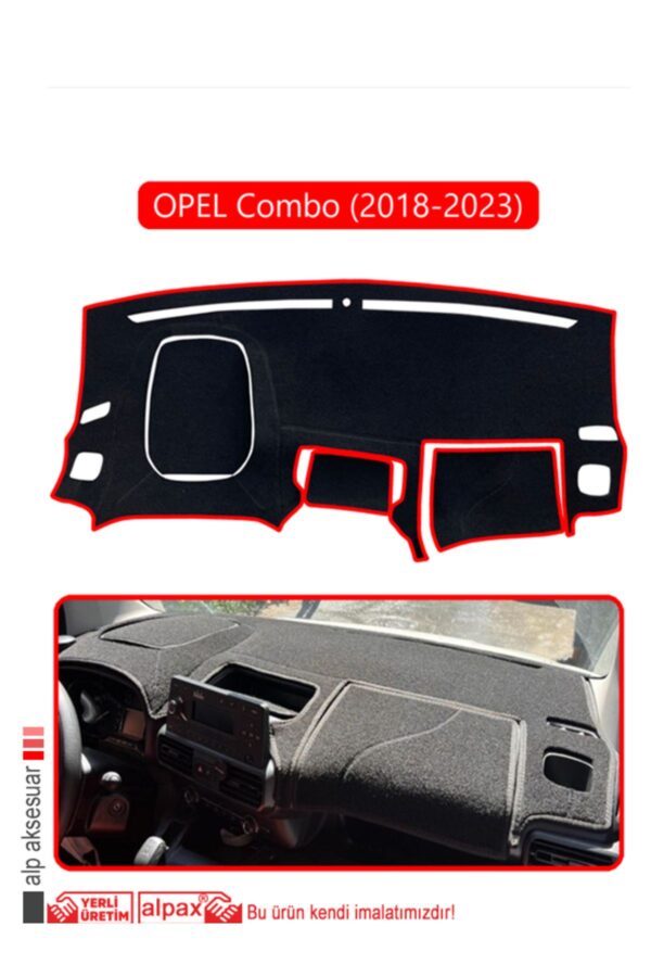 Opel Combo 18+ (2018-2023) Torpido Koruma Halısı - Kırmızı Kenar