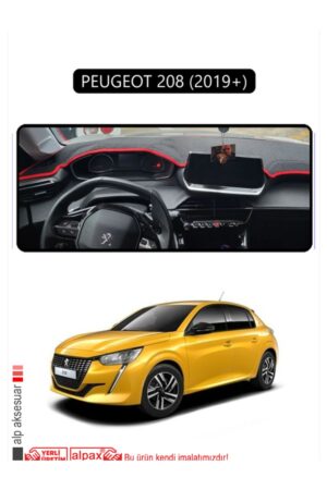 Peugeot 208 (2019+) Torpido Koruma Halısı - Siyah Kenar