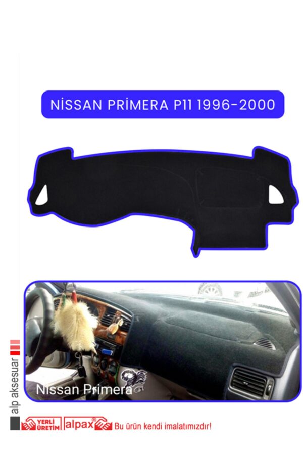 Nissan Primera P11 1996-2000 Torpido Koruma Halısı - Mavi Kenar