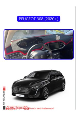 Peugeot 308 (2020+) Torpido Koruma Halısı - Mavi Kenar