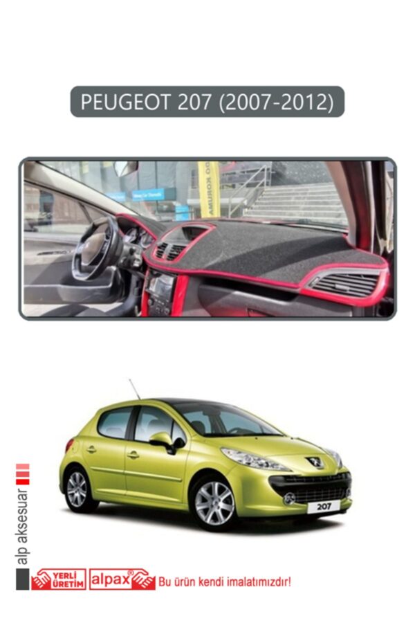 Peugeot 207 (2007-2012) Torpido Koruma Halısı - Gri Kenar