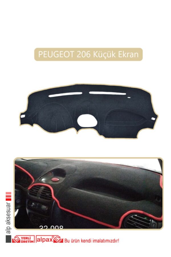 Peugeot 206 Küçük Ekran Torpido Koruma Halısı - Bej Kenar