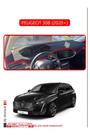 Peugeot 308 (2020+) Torpido Koruma Halısı - Kırmızı Kenar