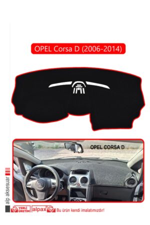 Opel Corsa D (2006-2014) Torpido Koruma Halısı - Kırmızı Kenar