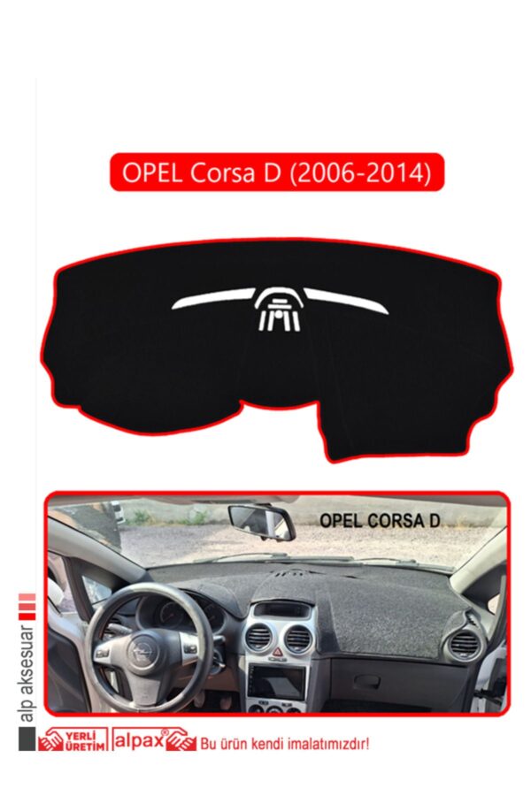 Opel Corsa D (2006-2014) Torpido Koruma Halısı - Kırmızı Kenar