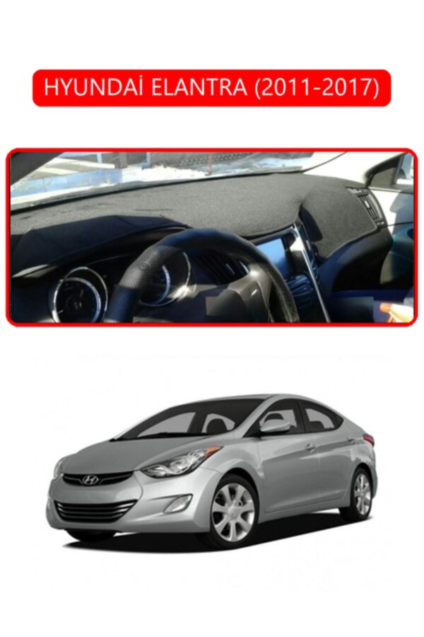 Hyundai Elantra 2011-2017 Torpido Koruma Halısı - Kırmızı Kenar