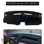 Peugeot Partner Kapaklı Ekranlı Torpido Koruma Halısı - Siyah Kenar