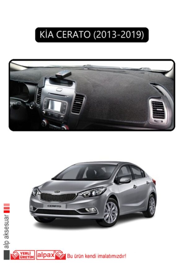Kia Cerato 2013-2019 Torpido Koruma Halısı - Siyah Kenar