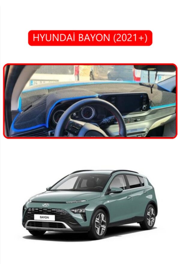 Hyundai Bayon 2021+ Torpido Koruma Halısı - Kırmızı Kenar