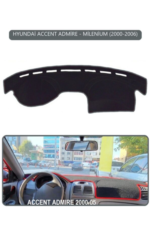 Hyundai Accent Admire/Milenium 2000-2006 Torpido Koruma Halısı - Gri Kenar