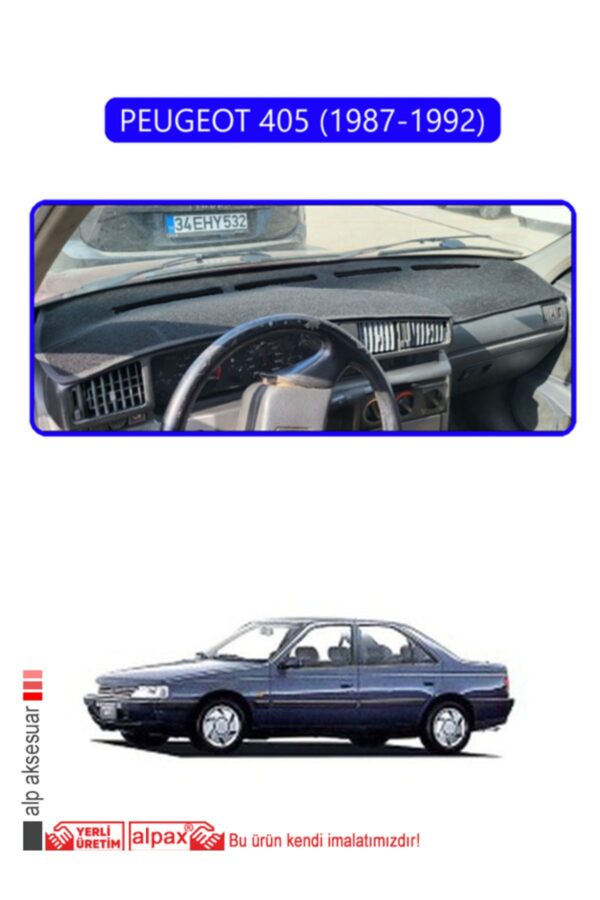 Peugeot 405 (1987-1992) Torpido Koruma Halısı - Mavi Kenar